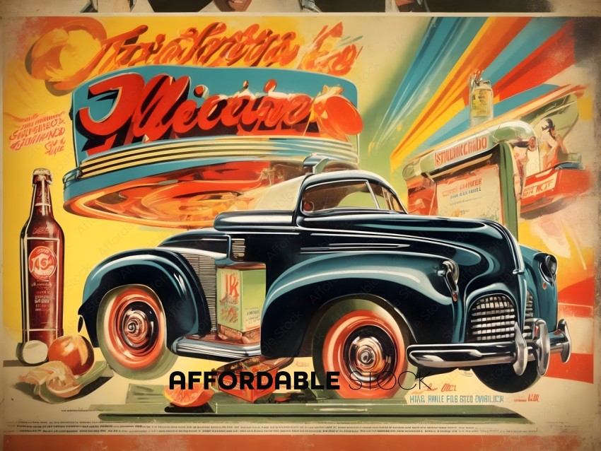 Vintage Automotive Advertisement Poster