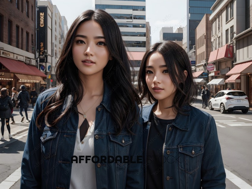 Urban Fashion Portrait of Two Young Women