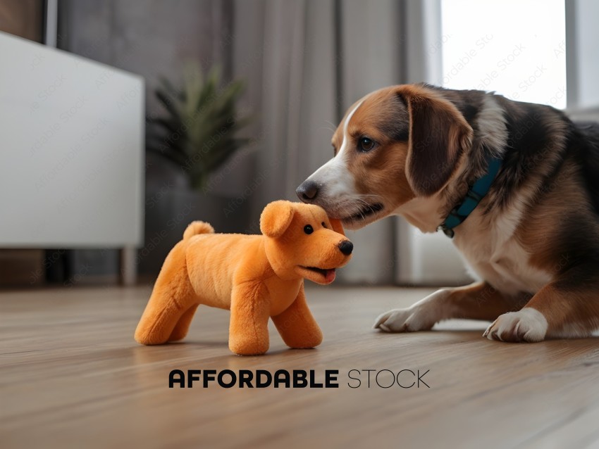 Dog Playing with Stuffed Toy