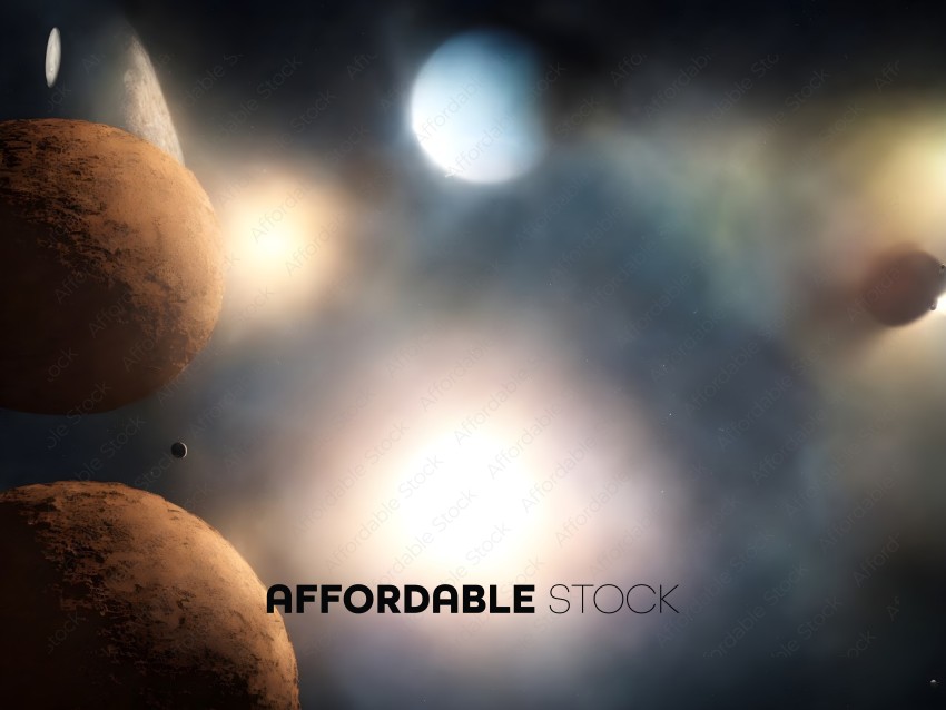 Surreal Outer Space Scene with Planets and Starlight