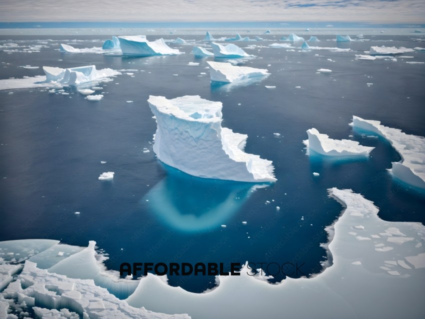 Arctic Icebergs in Open Water