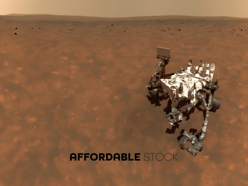 Mars Rover Exploring Red Planet Terrain
