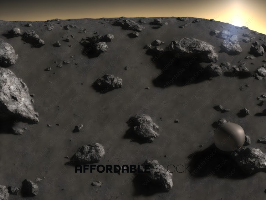 Barren Lunar Surface at Dusk