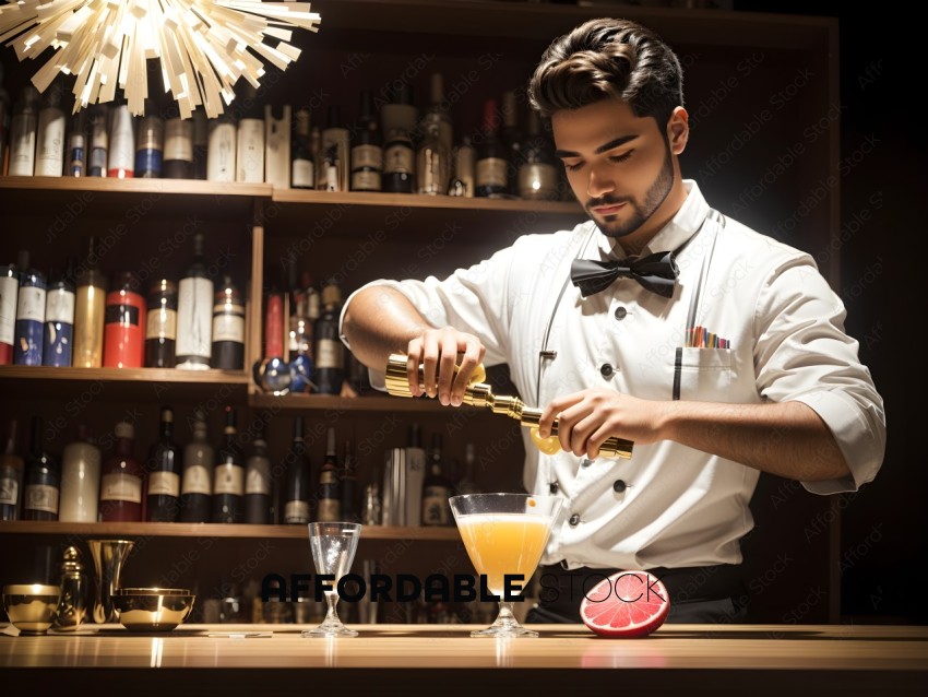 Bartender Pouring Cocktail at Upscale Bar