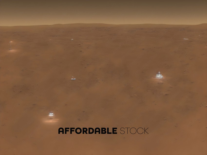 Mars Surface with Landed Spacecraft