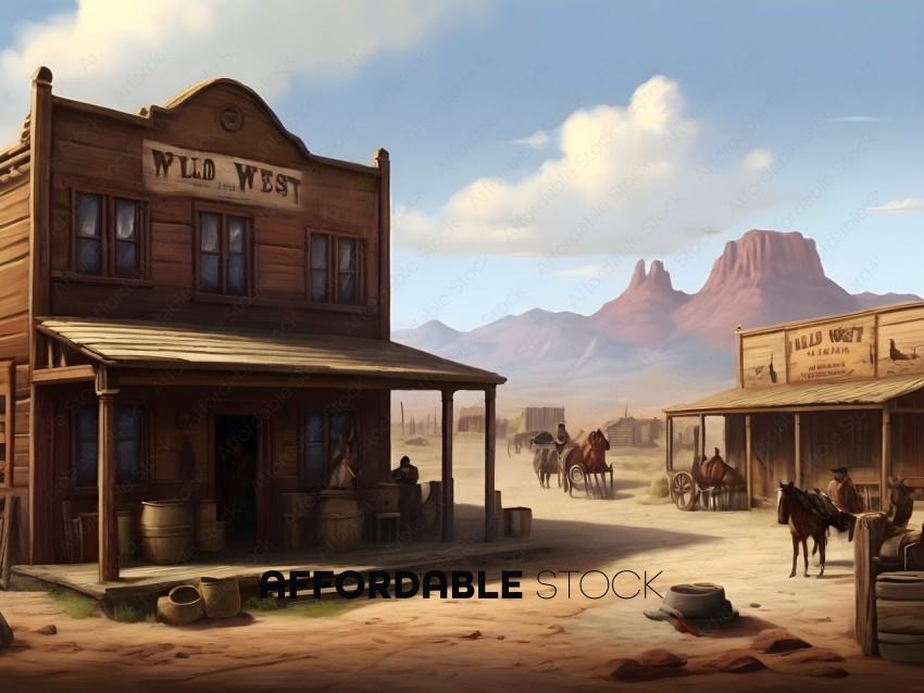 Digital Art of a Wild West Town Scene