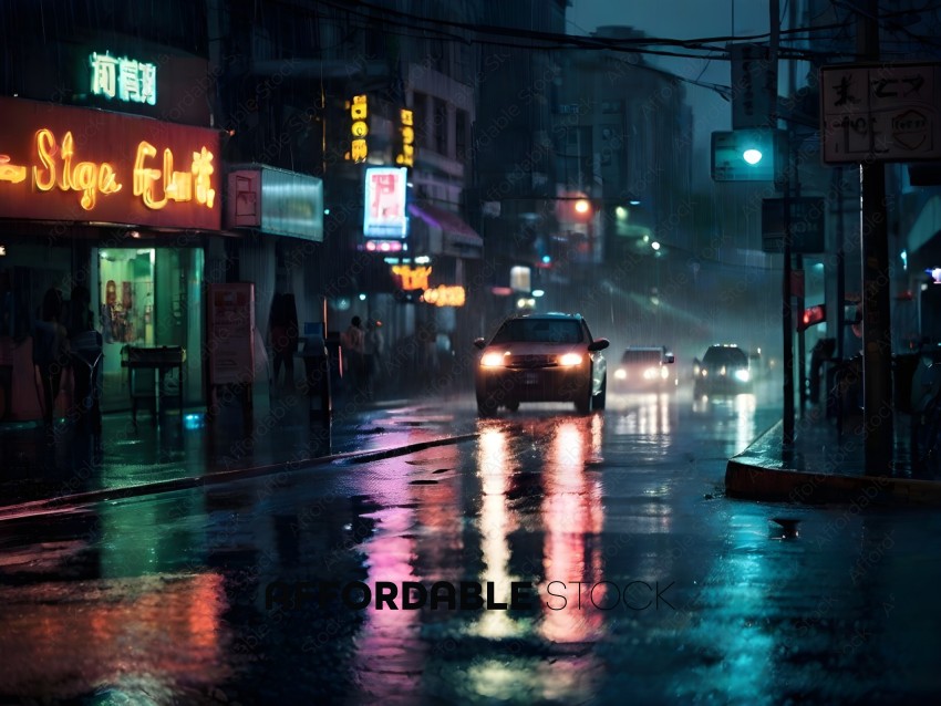 Rainy Night in an Asian City