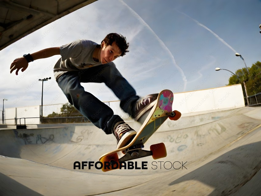 Skateboarder doing a trick at a skate park