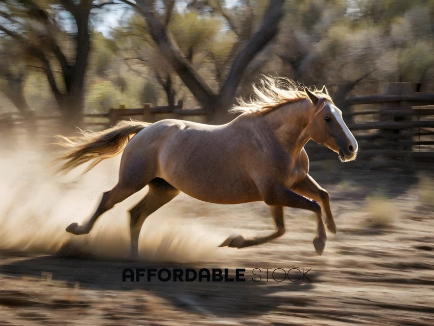 Horse galloping in the dirt