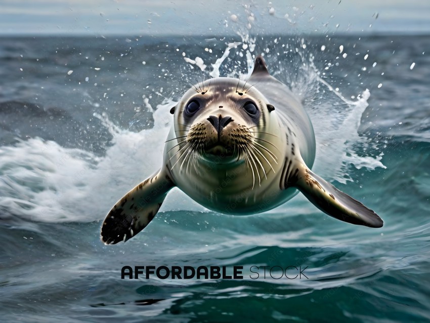 A seal is jumping out of the water