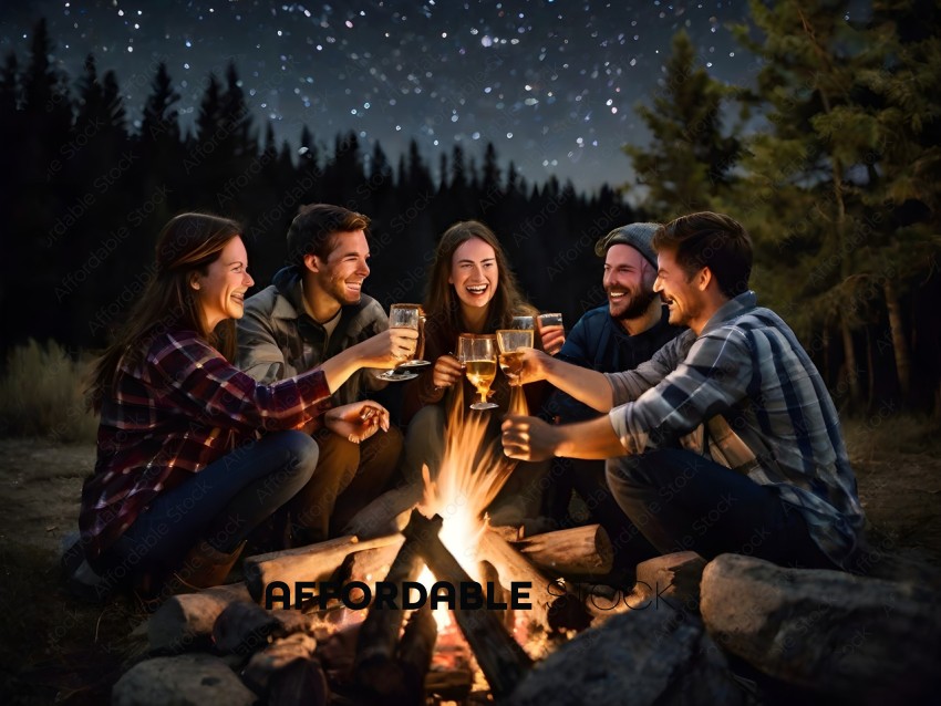 A group of friends enjoying a campfire together
