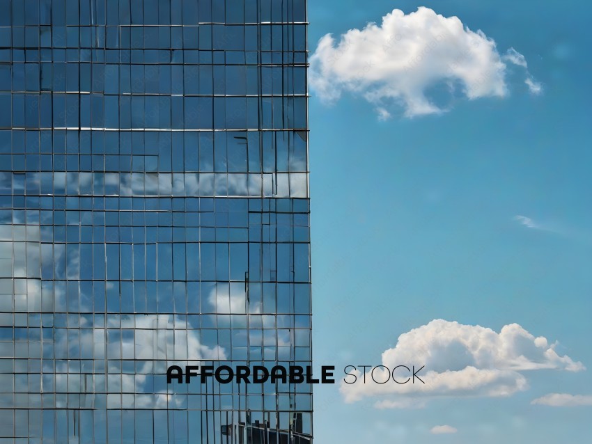 A reflection of a cloud in a building's window