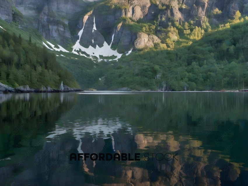 Reflection of a mountain in a lake