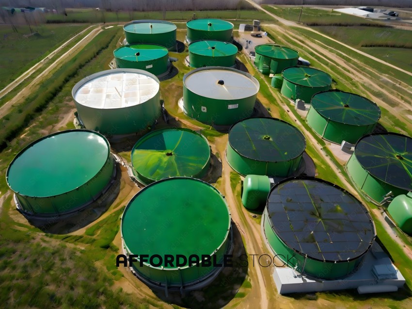 Large Green Tanks in a Field
