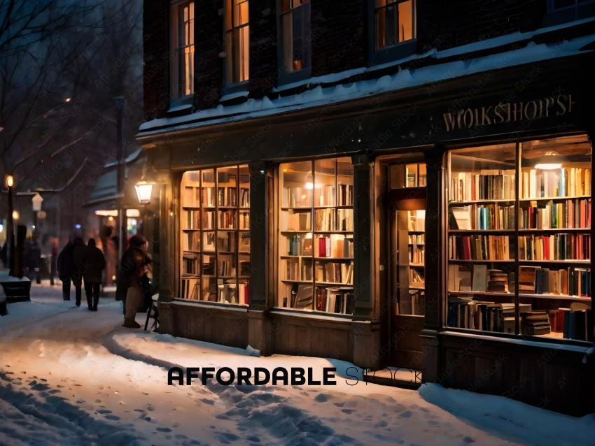 Snowy Night in a Bookstore