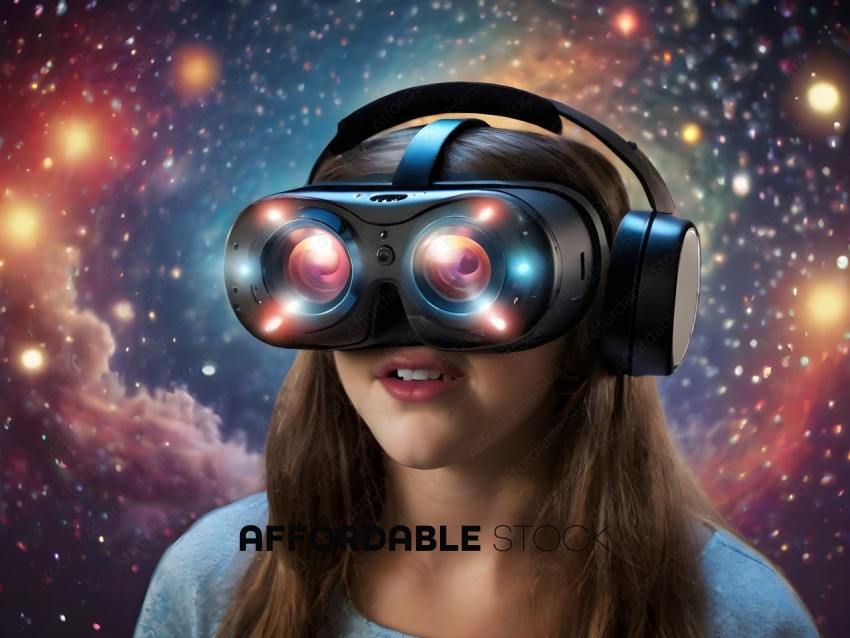 A girl wearing a virtual reality headset