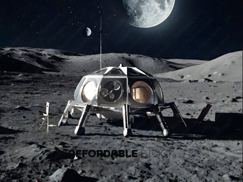 A futuristic space station on the moon