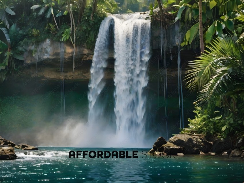 A waterfall in a tropical jungle