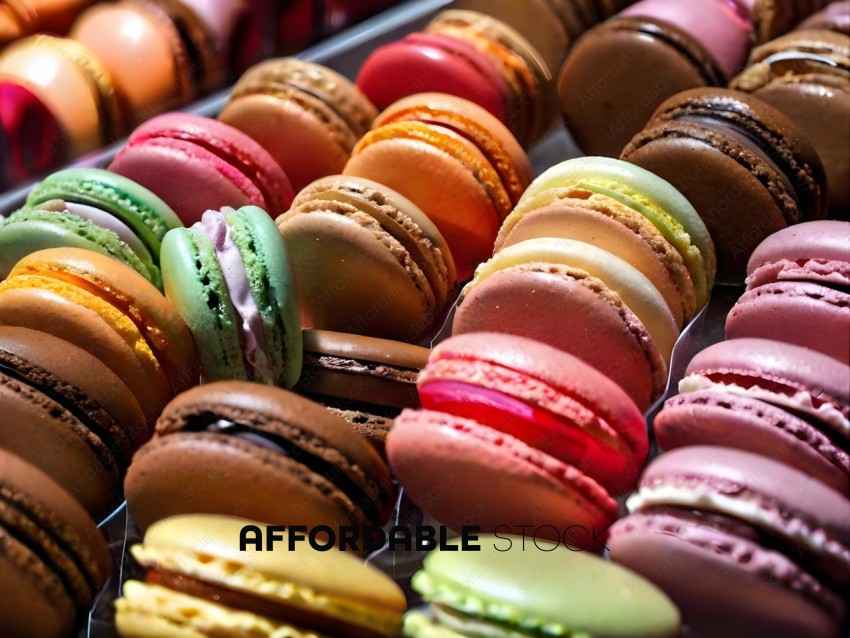 Colorful Macarons in a Tray