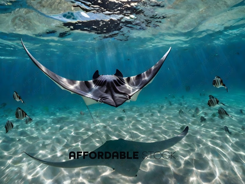 A manta ray swims through the water