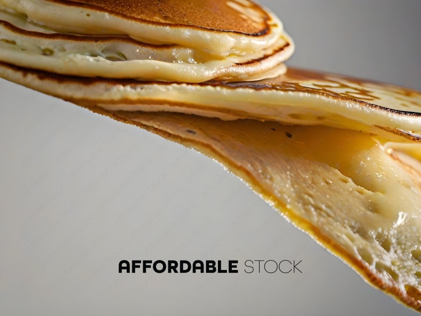 A close up of a pancake with a fried egg on top