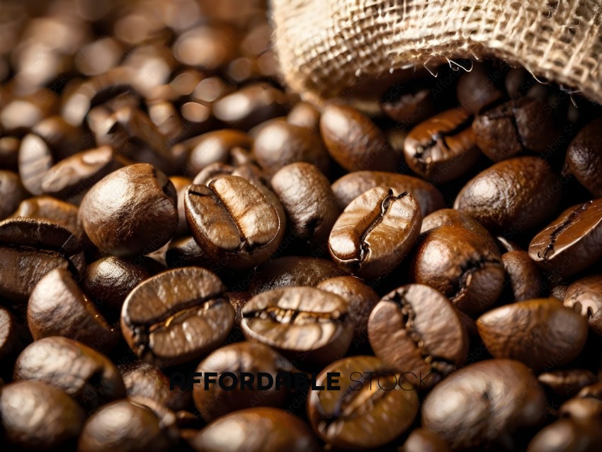 A close up of a pile of coffee beans