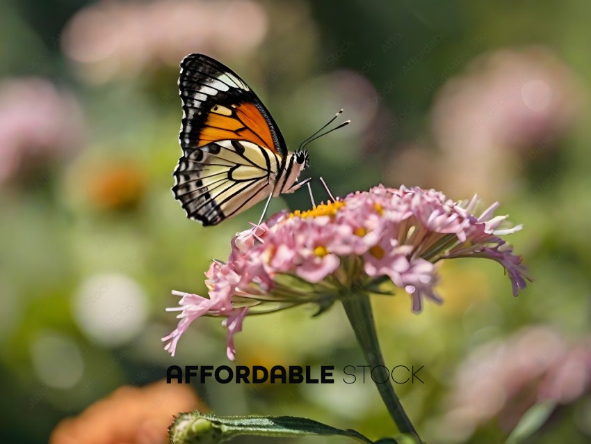 A butterfly perched on a pink flower