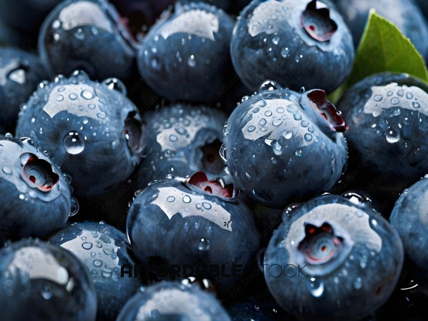 Blueberries with water droplets on them