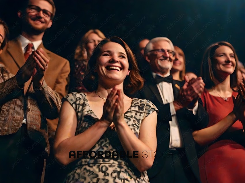 A group of people clapping and smiling