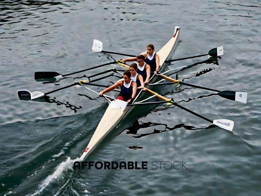 Four women rowing in a boat