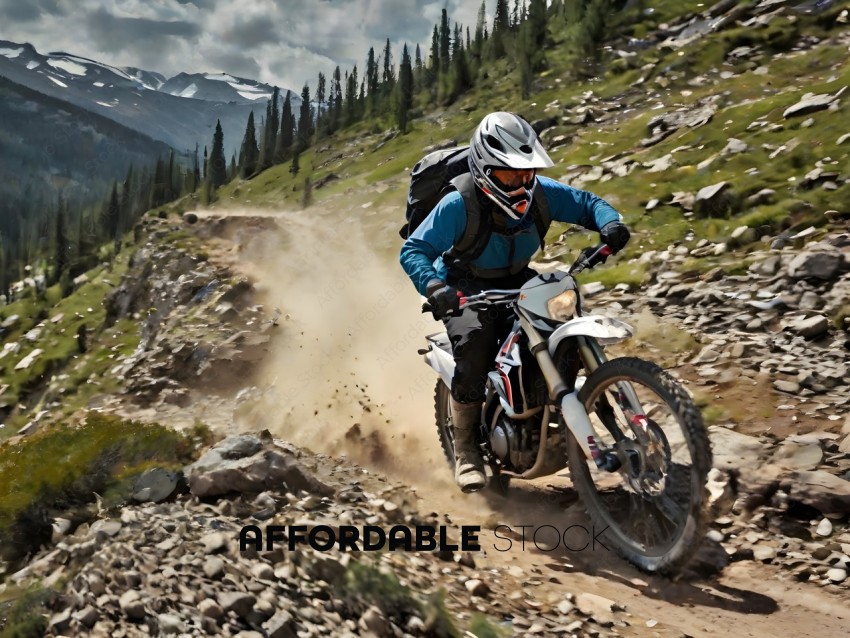 Dirt Bike Rider on a Mountain Path