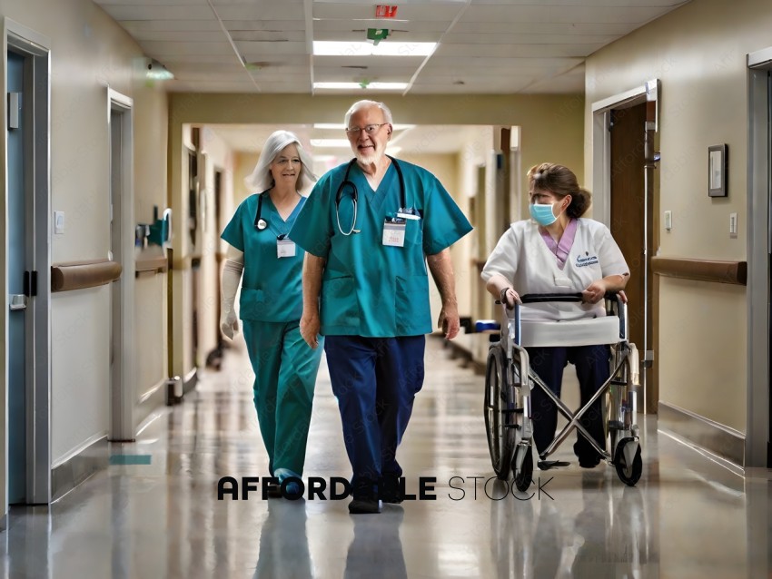 Three Doctors Walking in Hospital