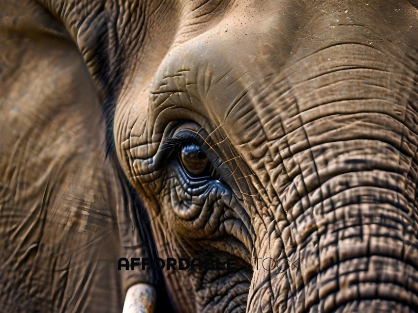 An elephant with a blue eye