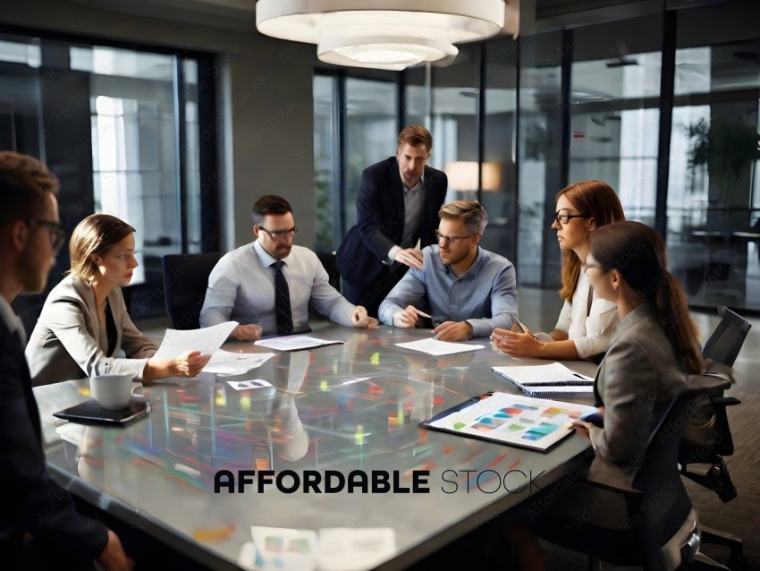 A group of business people sitting around a table