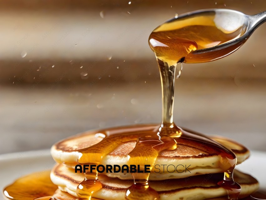 Pancakes with syrup being poured