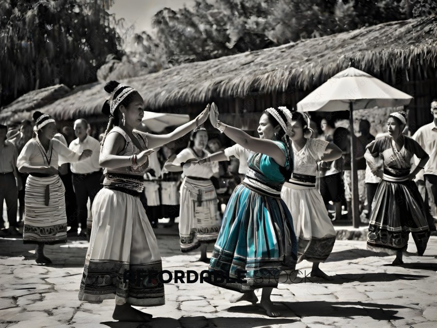 A group of people dancing in a village