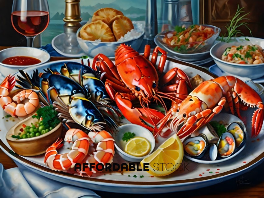 A Painting of a Seafood Dinner