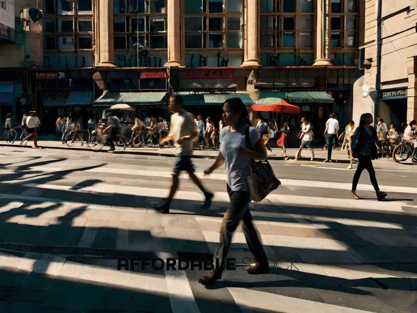 People walking on a city street