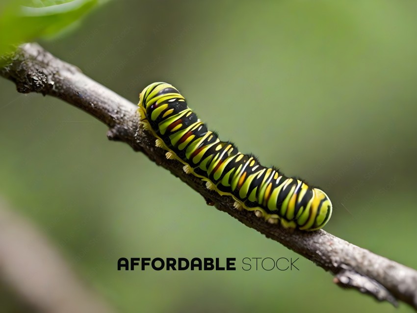 A caterpillar crawls along a branch