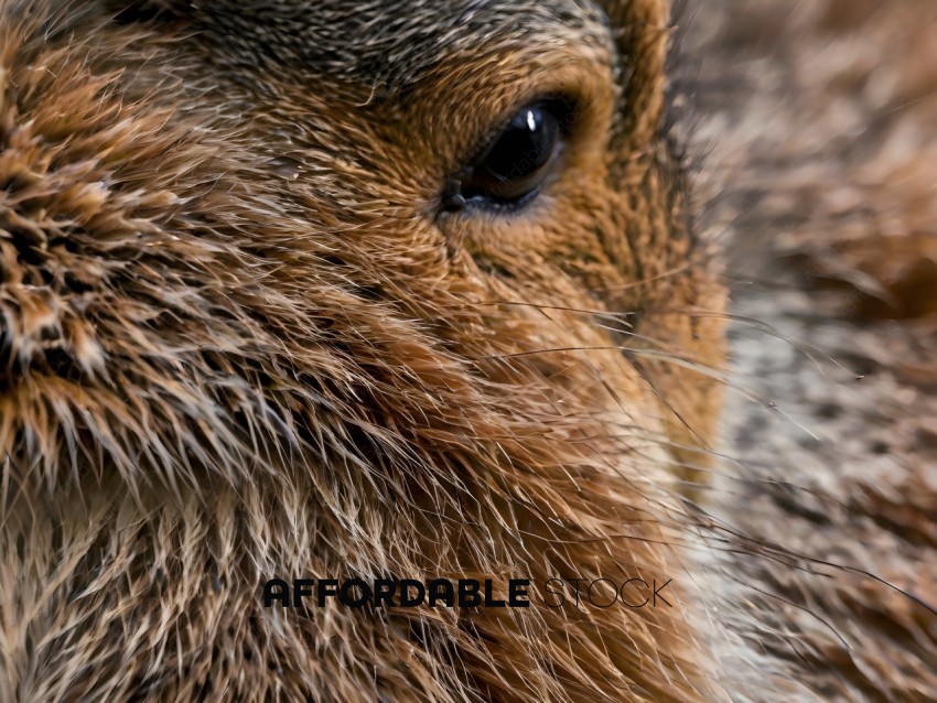 A close up of a brown animal's face