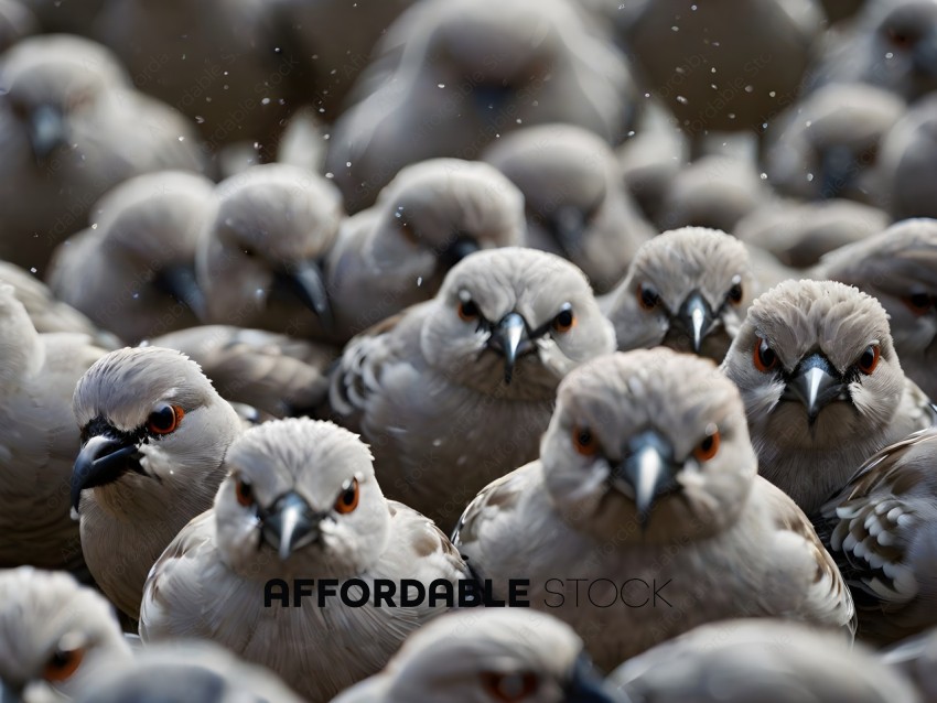Flock of Birds with Orange Beaks