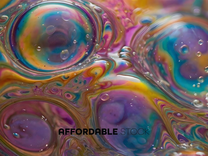 A close up of a colorful, swirling liquid
