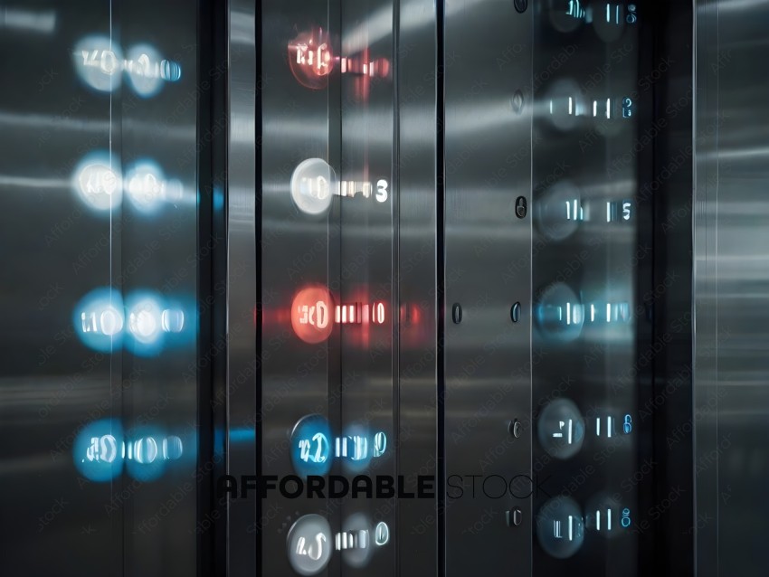 Elevator with blue lights and red numbers