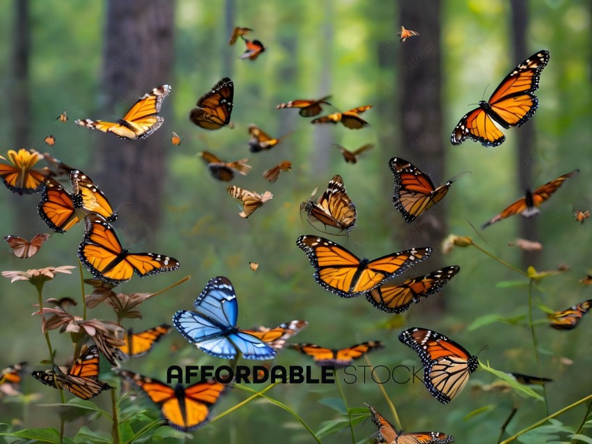 Butterflies in a forest