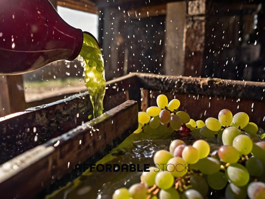 Grapes being washed in a bucket