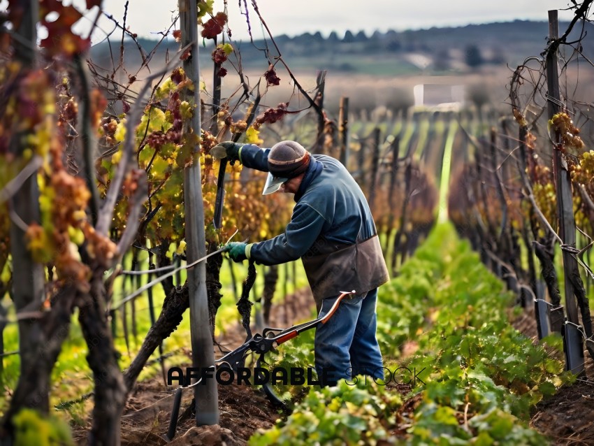 Man working in a vineyard