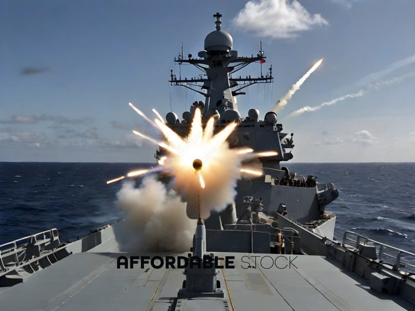 Navy Ship Fires Missile