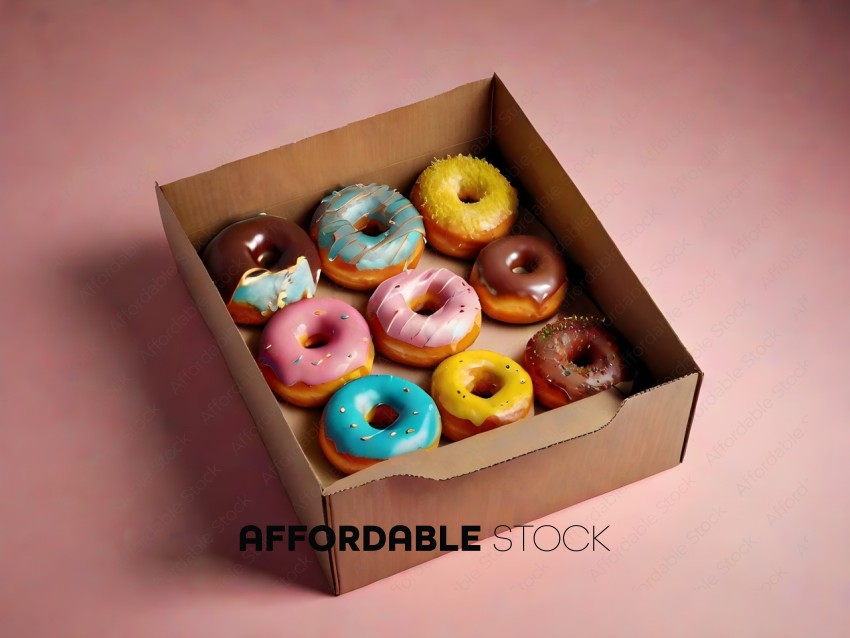 A box of 12 different colored donuts