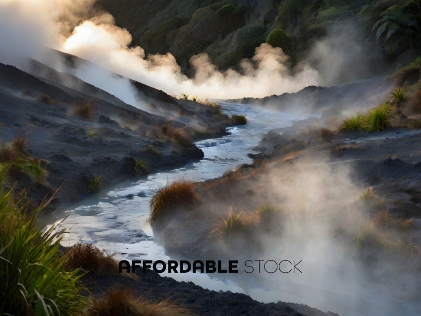 Steam Rising from a River