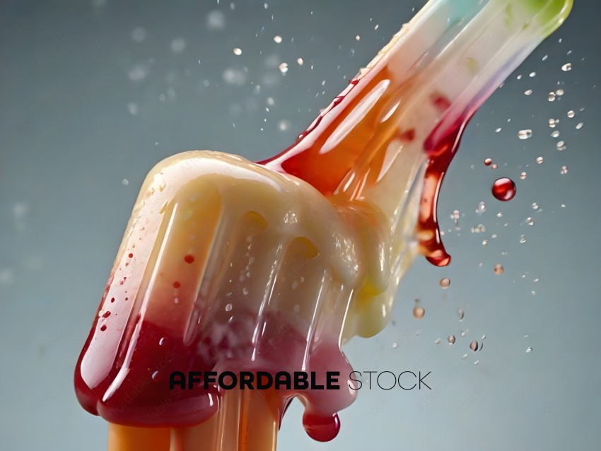 A close up of a red, yellow, and white frosting being poured